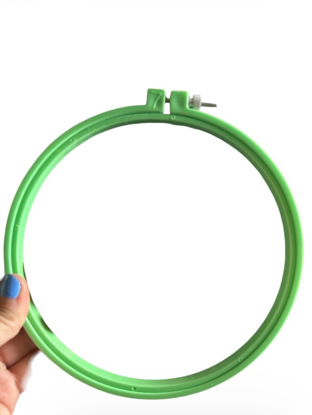 Vintage Blue & Green Embroidery Hoops – 8” & 7” Craft / Collectible Set